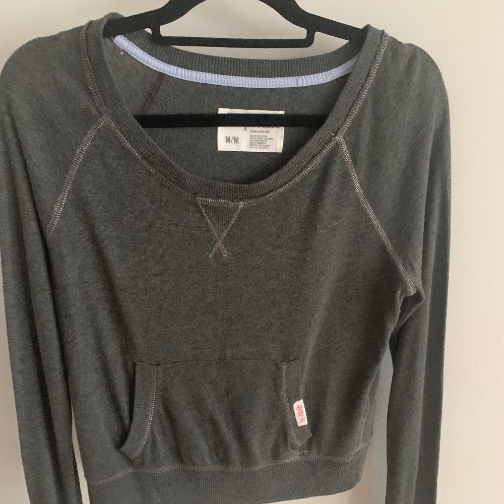 Aeropostale, Gray Cropped Crew Neck Sweater